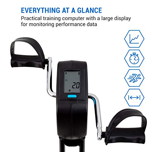 Capital Sports Azura Full Body Comfort bicicléta estática, bicicleta para cardio / manivela para manos, volante de inercia de 7,5 kg, MagResist: Resistencia magnética (8 niveles), negro