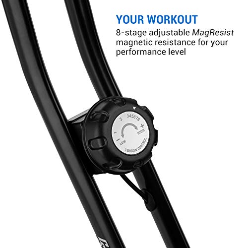 Capital Sports Azura Full Body Comfort bicicléta estática, bicicleta para cardio / manivela para manos, volante de inercia de 7,5 kg, MagResist: Resistencia magnética (8 niveles), negro