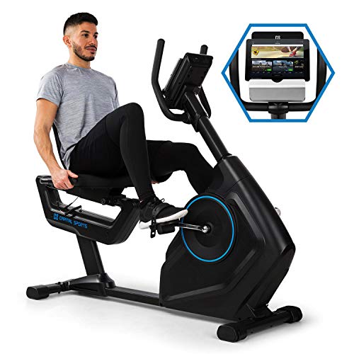 CAPITAL SPORTS Evo Deluxe - Bicicleta estatica, Bici con Sillín ajustable, Compatible con Kinomap, Bluetooth, Volante inercia 20kg, 32 resistencias, 12 programas, Pulsometro, Soporte tablet, Antracita