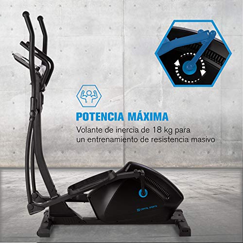 CapitalSports Helix Premium Track Bici Elíptica - Ordenador Integrado,Bluetooth, Control por App, USB, Tracción por Correa, 32 Niveles, Soporte Tablet, Negro