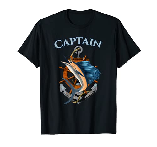 Capitán Pez Espada Marlin Sailfish Ancla de Pesca en Mar Profundo Camiseta