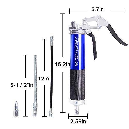 CarBole Pistola de Grasa Profesional lubricación 6000 PSI con Manguera Flexible 30cm y Acoplamiento para Cartucho de 400g