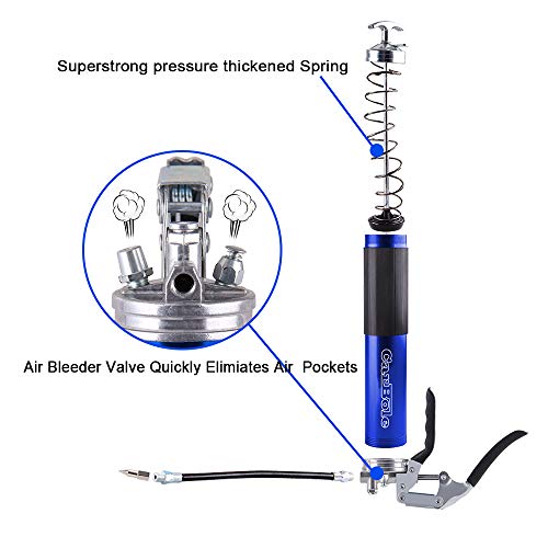 CarBole Pistola de Grasa Profesional lubricación 6000 PSI con Manguera Flexible 30cm y Acoplamiento para Cartucho de 400g