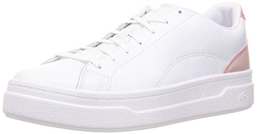 CARE OF by PUMA Leather Platform Court Zapatillas Bajas, Blanco/Rosa, 38 EU