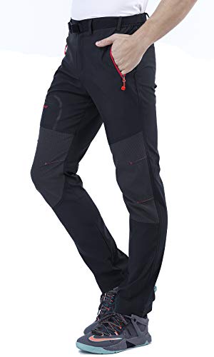 CARETOO Pantalón Deportivo con Cremallera y cinturón para Senderismo, Funcional, Trekking, Outdoor, Engrosado, Transpirable, de Secado rápido, Cortaviento y abrigado