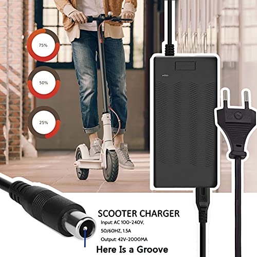 Cargador Eléctrico Scooter, 42V 2A Cargador de Batería Patinete Reemplazo de Adaptador para Xiaomi Mijia Ninebot M365 ES1 / ES2 / 2S3 / ES4 (42v 2a)