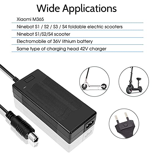 Cargador Eléctrico Scooter, 42V 2A Cargador de Batería Patinete Reemplazo de Adaptador para Xiaomi Mijia Ninebot M365 ES1 / ES2 / 2S3 / ES4 (42v 2a)