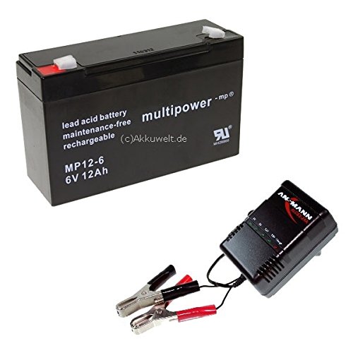 Cargador + Gel De Plomo Multipower MP12 – 6 – Batería AGM 6 V 12 Ah BGL. WP12 – 6S WP10 – 6 Injusa ij6 – 12HR