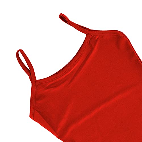 Carnavalife Maillot Ballet Danza Niñas sin Mangas, Leotardos de gimnasia con estilo camisola, Maillot Baillot de Cuello Redondo para Gimnasia Baile Fiesta (Rojo, 7-9 años)