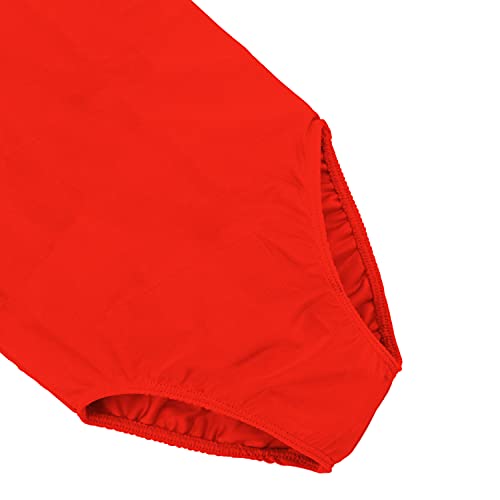 Carnavalife Maillot Ballet Danza Niñas sin Mangas, Leotardos de gimnasia con estilo camisola, Maillot Baillot de Cuello Redondo para Gimnasia Baile Fiesta (Rojo, 7-9 años)