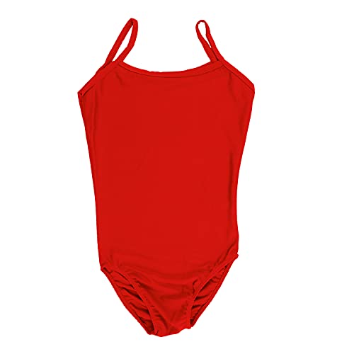 Carnavalife Maillot Ballet Danza Niñas sin Mangas, Leotardos de gimnasia con estilo camisola, Maillot Baillot de Cuello Redondo para Gimnasia Baile Fiesta (Rojo, 7-9 años)