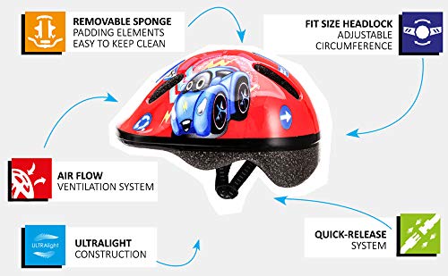 Casco Bicicleta Bebe Helmet Bici Ciclismo para Niño - Cascos para Infantil Bici Helmet para Patinete Ciclismo Montaña BMX Carretera Skate Patines monopatines MV6-2 (XS(44-48cm), Auto)