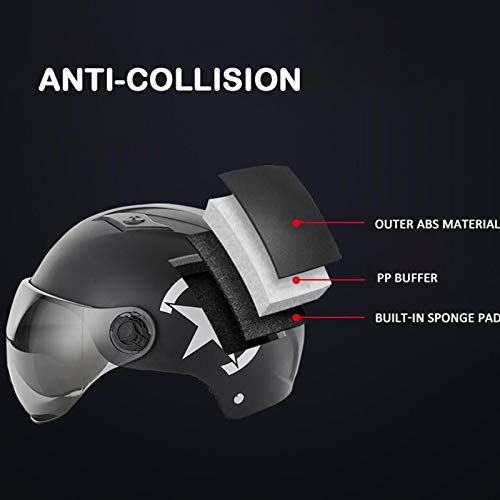 Casco Bicicleta Yuan Ou Adulto Niño Cascos Ciclismo Casco de Bicicleta eléctrico Medio Casco Viseras de Lentes Hombres Mujeres Casco de Scooter Black HD