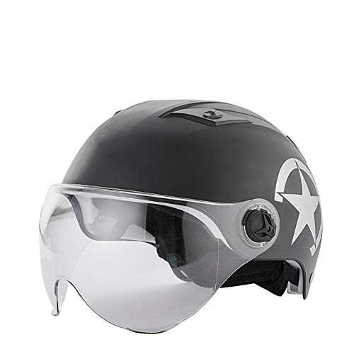 Casco Bicicleta Yuan Ou Adulto Niño Cascos Ciclismo Casco de Bicicleta eléctrico Medio Casco Viseras de Lentes Hombres Mujeres Casco de Scooter Black HD