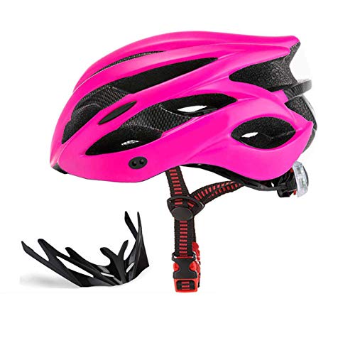 Casco Bicicleta Yuan Ou Casco de Bicicleta Hombres Mujeres Cascos de Ciclismo de Carretera MTB Ultraligero Casco de Bicicleta EPS + PC Moldeado integralmente XL59-63CM Rosa Rosa