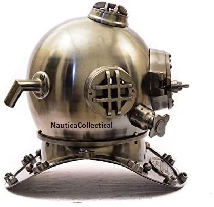 Casco de buzos vintage US Navy Mark V Deep Sea Scuba Casco antiguo de 45,7 cm Casco de regalo de casco marino, regalo de buceo, decoración náutica, marítima