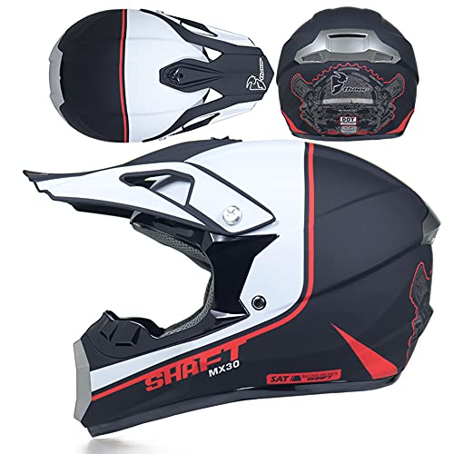 Casco de Moto de Motocross, Casco de Bicicleta de MontañA MTB MX para NiñOs y Adultos, KTM Casco de Moto Integral, Casco de ProteccióN Unisex, con Guantes de Casco, MáScara, Gafas, Conjunto, 4 Piezas