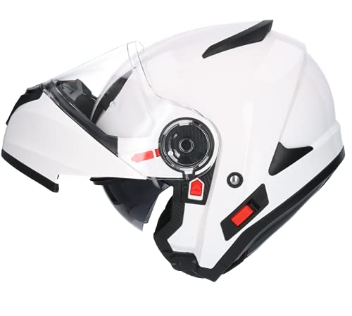 Casco De Moto Marca Shiro Sh508, Casco Integral ECE Homologado, Casco De Moto De Cara Completa Doble Frontal Abatible, para Hombres Adultos, Mujeres (Large)