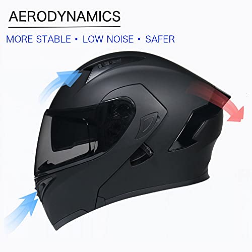 Casco de Moto Modular Bluetooth Integrado con un Micrófono Incorporado Anti Niebla Visera Doble ECE/Dot Homologado Adultos Hombres Mujeres Cascos Moto M~XXL(55~62CM)