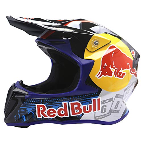 Casco de motocross Regalo deportivo para hombres Certificado DOT/ECE Casco deportivo todoterreno integral Red Bull Pattern A,L=59-60CM