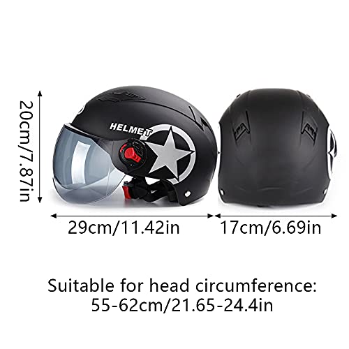 Casco De Scooter Eléctrico Motocicleta Medio Casco Casco Abierto Casco Casco De Chorro con Visor E-Scooters Sombrero De Seguridad Casco para Scooter Eléctrico Negro