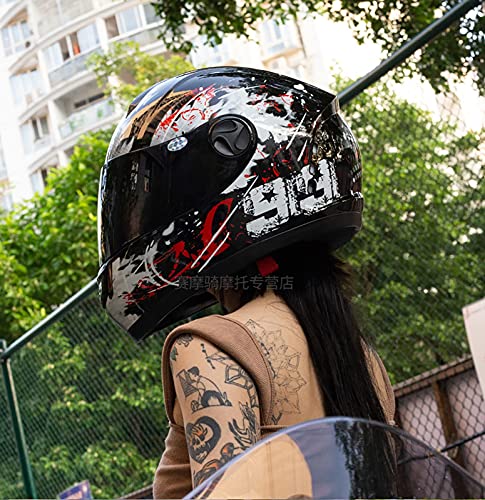 Casco Moto Integral Casco de Moto Integral Mujer Hombre Jóvenes Casco Moto Scooter Homologado ECE Casco de Moto Integral Mujer Hombre Jóvenes Casco Moto Doble Visera No. 99 A,Medium