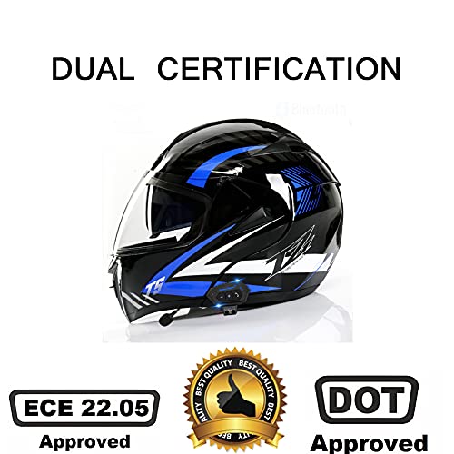 Casco Moto Integral ECE Homologado Casco De Moto Scooter para Mujer Hombre Adultos con Doble Visera,R,L(59~60CM)