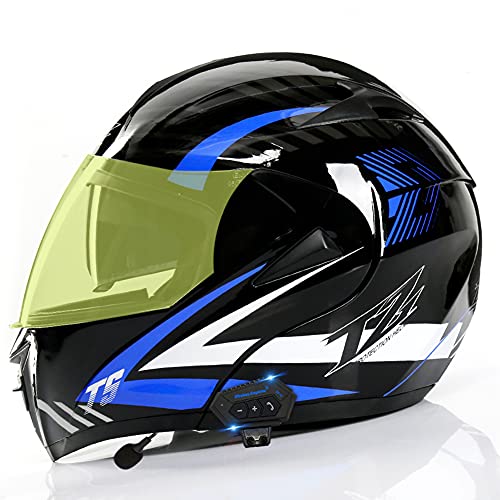 Casco Moto Integral ECE Homologado Casco De Moto Scooter para Mujer Hombre Adultos con Doble Visera,R,L(59~60CM)