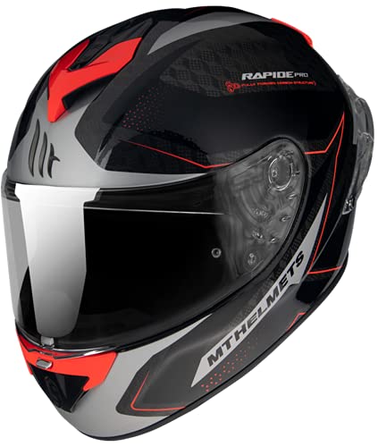 Casco MT INTREGRAL DE Carbono Modelo Rapide Pro Master A7 Rojo Brillo HOMOLOGADO con ALERON Trasero Unisex Dot (S)