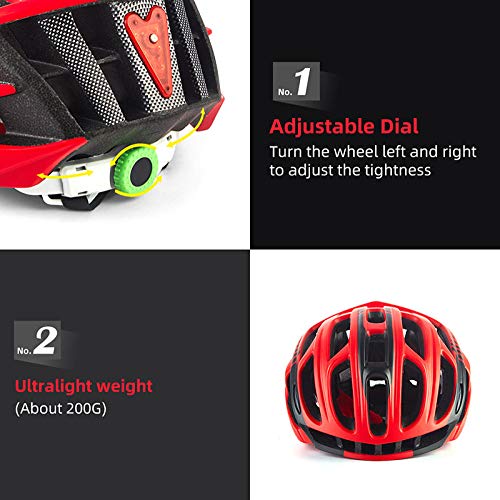 Casco Plegable Casco de Bicicleta de montaña de Carretera Casco de Ciclismo MTB Ultraligero para Hombre con luz Trasera LED Equipo Deportivo Seguro-yo_Metro