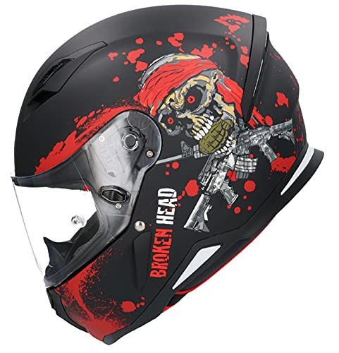 Casco Shiro SH-890 Broken Head Negro Mate Y Rojo EDICION Limitada HOMOLOGADO Unisex con PINLOK Incluido XS