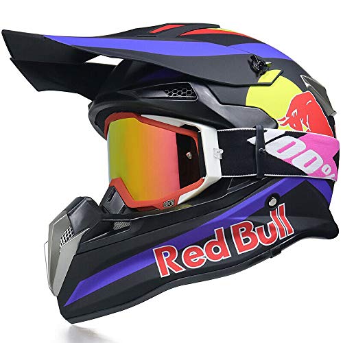 Cascos Motocross Casco Motocicleta Modular Caja De ABS CertificacióN Puntos Ciclomotor Off Road Crash Cross Downhill DH Four Wheelerd Cascos Integrales con Gafas Red Bull Gloves