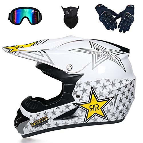 Cascos Motocross Casco Motocicleta Modular Motocicleta para Adultos ATV Casco Todoterreno Carreras De Montaña Dot ECE Certificado Motocicleta Unisex Casco Anticolisión (52~59 Cm)