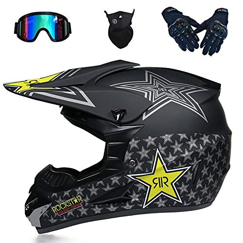 Cascos Motocross Casco Motocicleta Modular Motocicleta para Adultos ATV Casco Todoterreno Carreras De Montaña Dot ECE Certificado Motocicleta Unisex Casco Anticolisión (52~59 Cm)