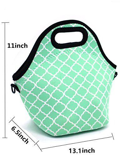 Case Wonder Bolsa Porta Alimentos - Neopreno Bolsa Almuerzo/Bolsa Comida/Bolsa Térmica Porta Alimentos/Fiambreras Comida Trabajo con Correa de Hombro para Infantil Escolares Trabajo Picnic (Verde)