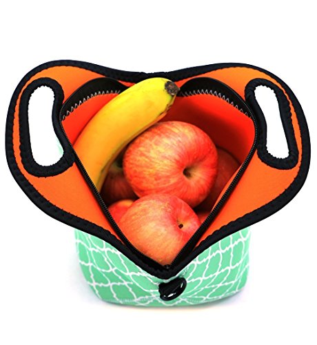 Case Wonder Bolsa Porta Alimentos - Neopreno Bolsa Almuerzo/Bolsa Comida/Bolsa Térmica Porta Alimentos/Fiambreras Comida Trabajo con Correa de Hombro para Infantil Escolares Trabajo Picnic (Verde)