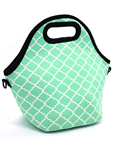 Case Wonder Bolsa Porta Alimentos - Neopreno Bolsa Almuerzo/Bolsa Comida/Bolsa Térmica Porta Alimentos/Fiambreras Comida Trabajo con Correa de Hombro para Infantil Escolares Trabajo Picnic (Verde)