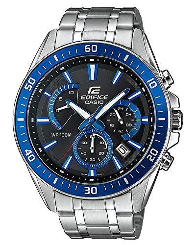 Casio EDIFICE Reloj en caja sólida, 10 BAR, Azul/Negro, para Hombre, con Correa de Acero inoxidable, EFR-552D-1A2VUEF