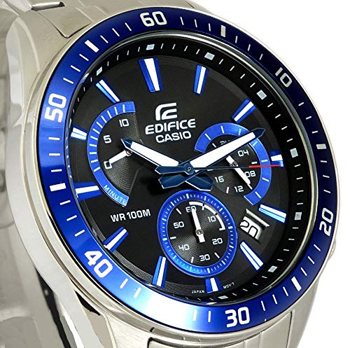 Casio EDIFICE Reloj en caja sólida, 10 BAR, Azul/Negro, para Hombre, con Correa de Acero inoxidable, EFR-552D-1A2VUEF