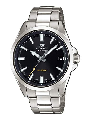 Casio EDIFICE Reloj en caja sólida, 10 BAR, Negro, para Hombre, con Correa de Acero inoxidable, EFV-100D-1AVUEF