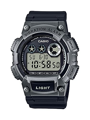 Casio Men's 'Super Illuminator' Quartz Resin Casual Watch, Color:Black (Model: W-735H-1A3VCF)