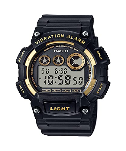 Casio Men's 'Super Illuminator' Quartz Stainless Steel and Resin Watch, Color:Black (Model: W-735H-1A2VCF)