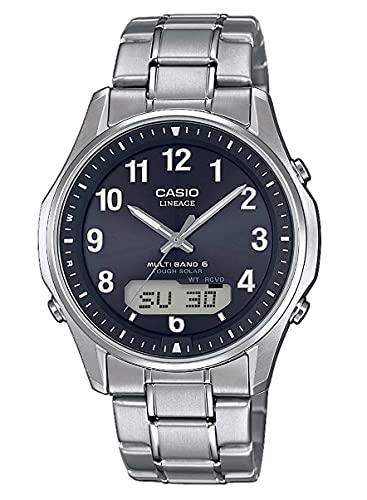 Casio WAVE CEPTOR Reloj Radiocontrolado y solar, Cristal de zafiro, Caja de titanio macizo, Negro/Azul, para Hombre, con Correa de Titanio macizo, LCW-M100TSE-1A2ER