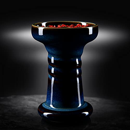 Cazoleta Cachimba Phunnel Cabeza Shisha - Kitosun Mercury Hookah Bowl Tazón de barro acristalado con borde compatible con Provost & Foil, bueno para todo tipo de sabros de Shisha 10-13g(Denim)