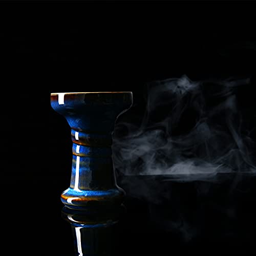 Cazoleta Cachimba Phunnel Cabeza Shisha - Kitosun Mercury Hookah Bowl Tazón de barro acristalado con borde compatible con Provost & Foil, bueno para todo tipo de sabros de Shisha 10-13g(Denim)