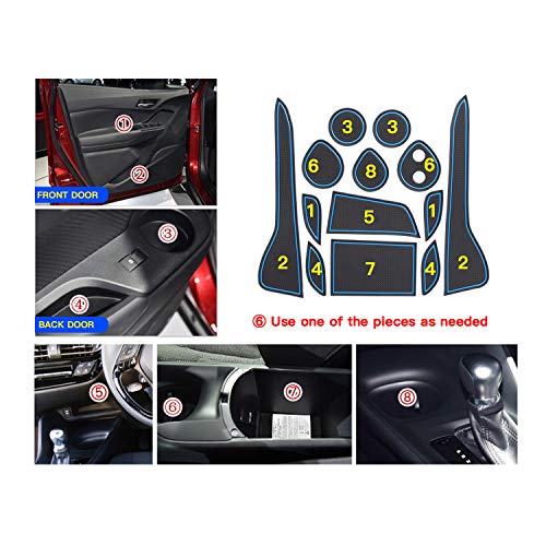 CDEFG para C-HR ZYX10 NGX50 Coche Accesorios Antideslizante Copa Mats Anti Slip Puerta Ranura de Acceso Kit de la Estera del cojín de la Ranura decoración de Interiores (Azul)