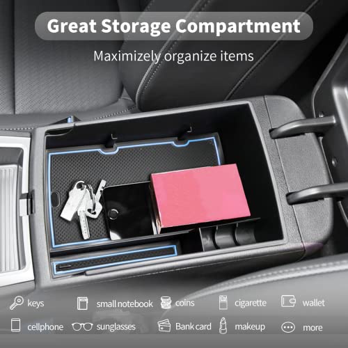 CDEFG para Kona Electrico EV 2020 Caja de almacenamiento, Consola Central Apoyabrazos Caja del coche Interior Center Armrest Storage Box, Con Tapete Antideslizante Accesorios Interiores del coche