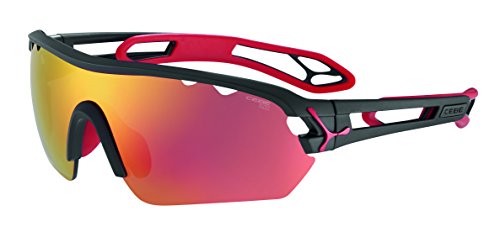 Cébé S'Track Mono Gafas, Unisex Adulto, Negro/Rojo (Mate), M