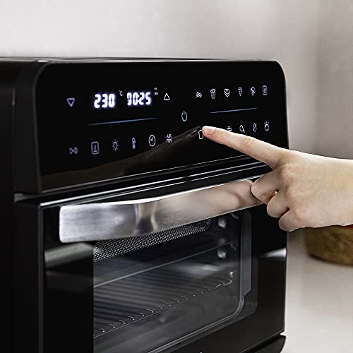 Cecotec Horno Freidora de Aire Caliente Bake&Fry 2500 Touch. 1800 W, Convección, 25 Litros, Pantalla Táctil, 12 Funciones, Temperatura regulable hasta 230º, Temporizador, Negro