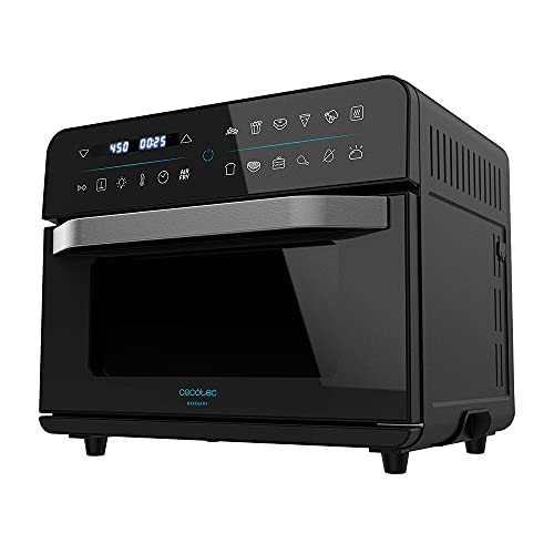 Cecotec Horno Freidora de Aire Caliente Bake&Fry 2500 Touch. 1800 W, Convección, 25 Litros, Pantalla Táctil, 12 Funciones, Temperatura regulable hasta 230º, Temporizador, Negro